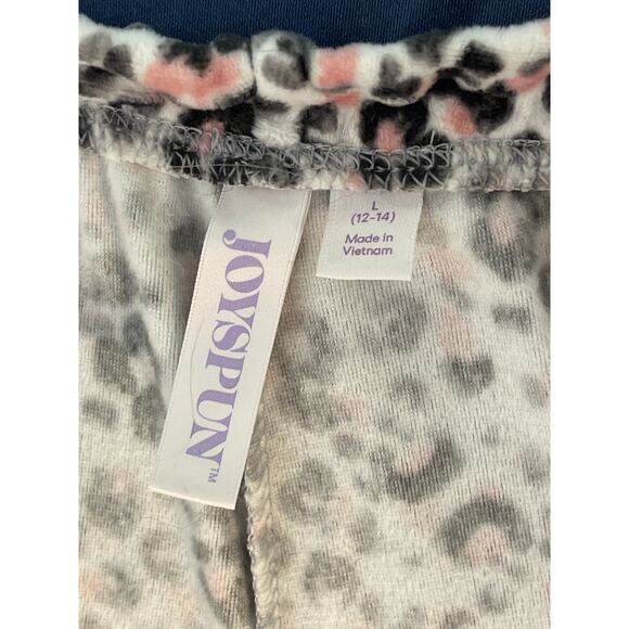 Joyspun Pink Black White Animal Print Velour Lounge Set‎ Elastic Trim Large - Picture 13 of 16
